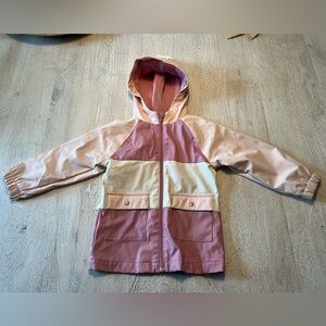 wonder nation Pink & Cream Hooded Colorblock Raincoat